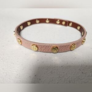 Tory Burch Blush Leather Bracelet with Gold Accents